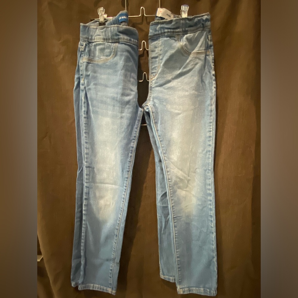 2 pairs OldNavy Girls XL 14-16 Skinny Jeggings Light wash, elastic waist adjust